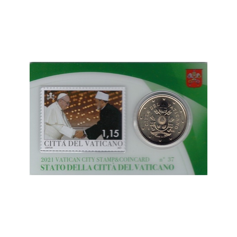 eurocoin eurocoins 50 cent Vatican 2021 official coin card with sta...
