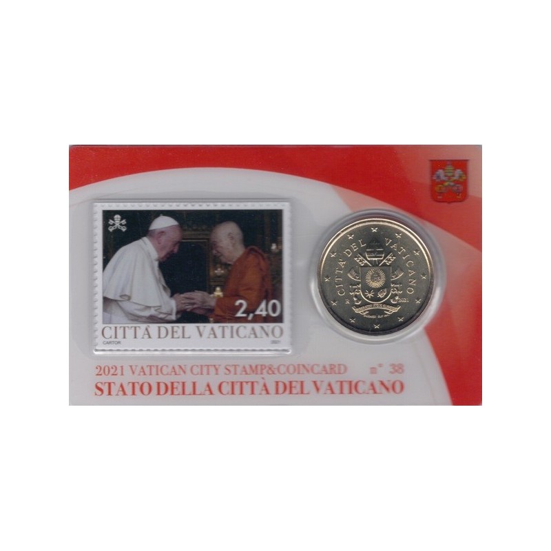 eurocoin eurocoins 50 cent Vatican 2021 official coin card with sta...