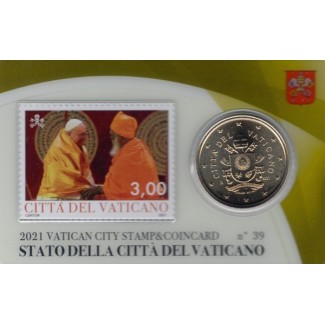 Euromince mince 50 cent Vatikán 2021 oficiálna karta so známkou No....
