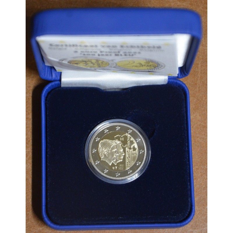 Euromince mince 2 Euro Belgicko 2021 - 100 rokov BLEU (Proof)