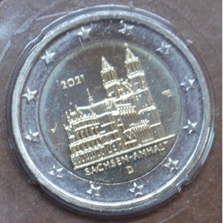 Euromince mince Poškodená 2 Euro Nemecko 2021 \\"F\\" - Sachsen-Anh...