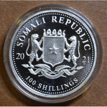 Euromince mince 100 Shillings Somálsko 2021 - Slon (1 oz Ag)