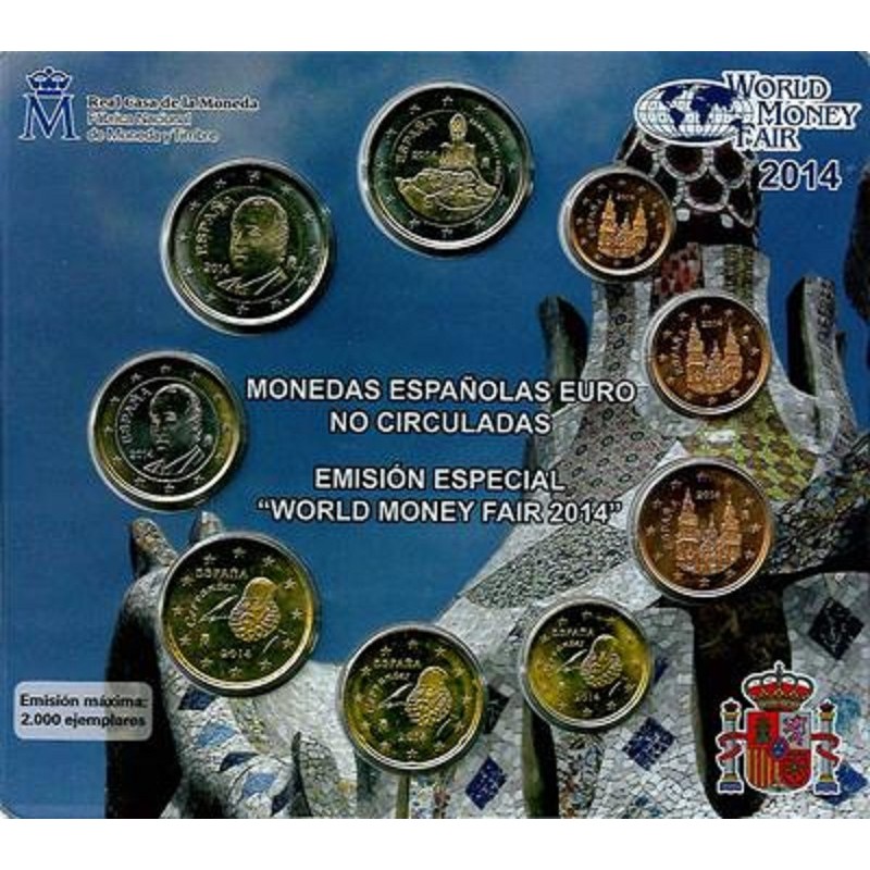 eurocoin eurocoins Spain 2014 set of 9 coins (UNC)
