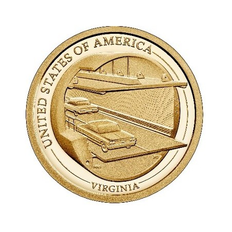 eurocoin eurocoins 1 dollar USA 2021 Virginia \\"D\\" (UNC)
