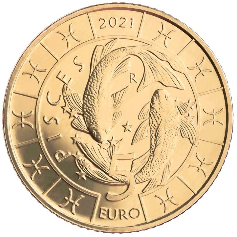 euroerme érme 5 Euro San Marino 2021 Zodiac: Halak (UNC)