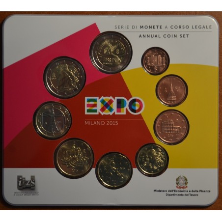 eurocoin eurocoins Italy 2015 set with commemorative 2 Euro coin (BU)