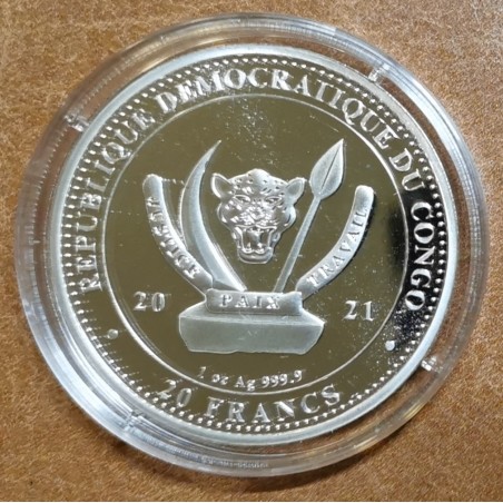 Euromince mince 20 frankov Kongo 2021 - Orliak bielohlavý (1 oz. Ag)