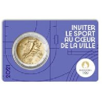 2 Euro France 2021 - Paris 2024 Olympic Games (Blue BU card)