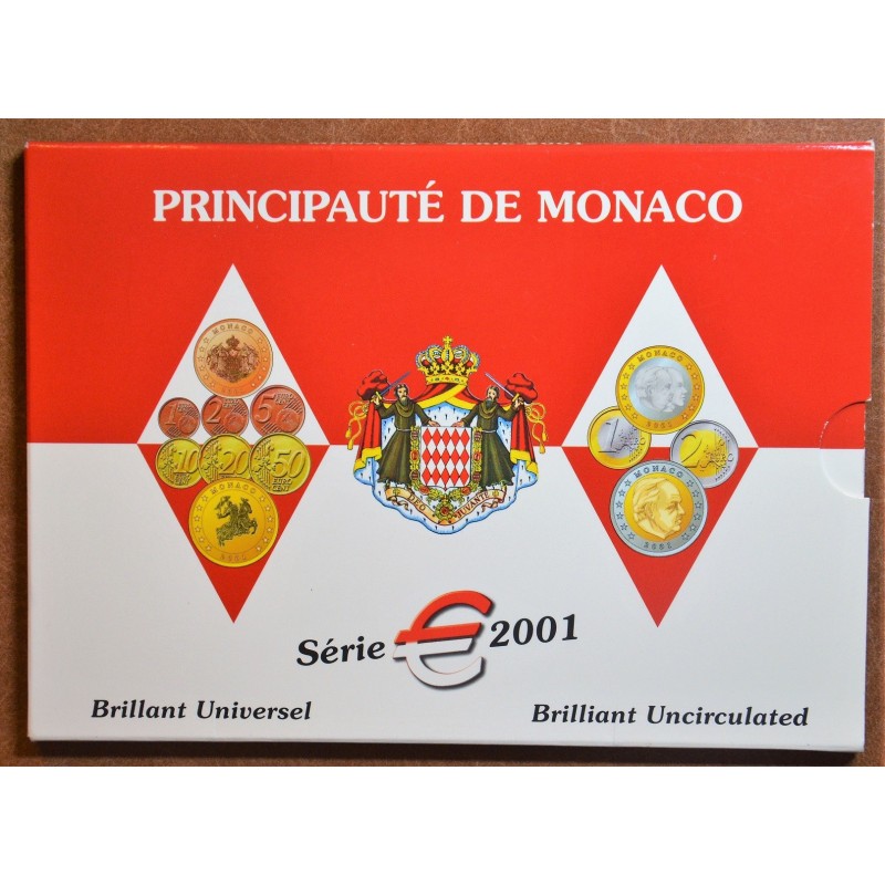 euroerme érme Monaco 2001 - 8 részes forgalmi sor (BU)