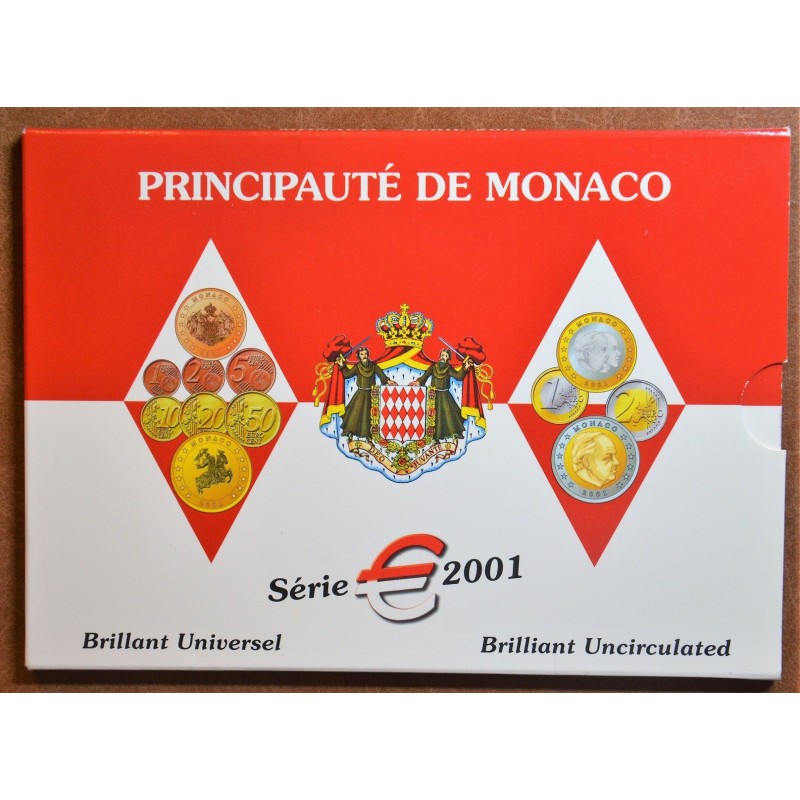 eurocoin eurocoins Monaco 2001 set of 8 coins (BU)
