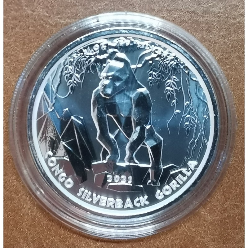 Euromince mince 500 frankov CFA Kongo 2021 - Gorilla (1 oz. Ag)