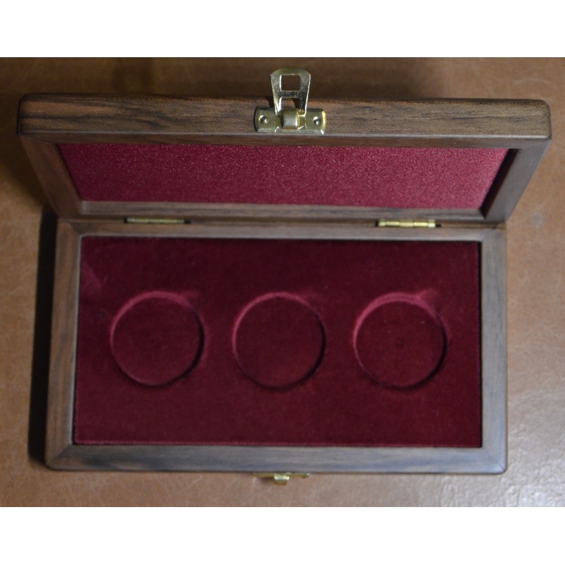 eurocoin eurocoins Deluxe wooden box for three 2 Euro coin in capsu...