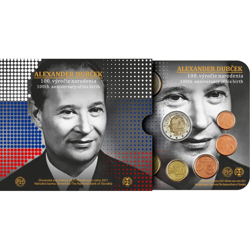 eurocoin eurocoins Slovakia 2021 set of coins - Alexander Dubček (BU)