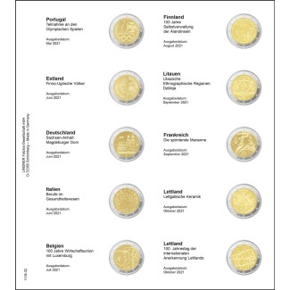 euroerme érme Lindner gyűjtőlap 2 Euros érmékre (2021 május - 2021 ...