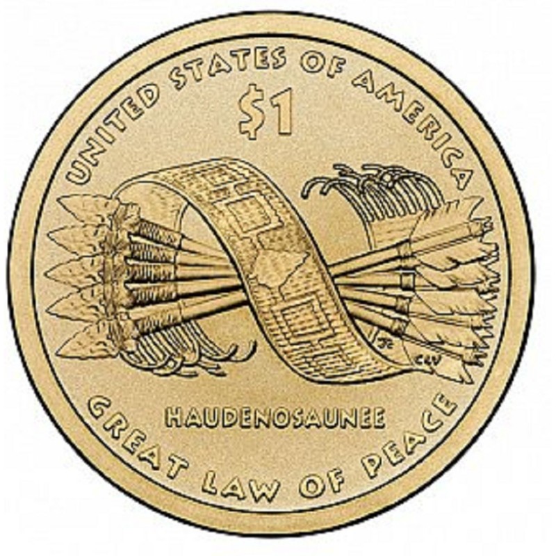 eurocoin eurocoins 1 dollar USA 2010 Great Law of Peace \\"P\\" (UNC)