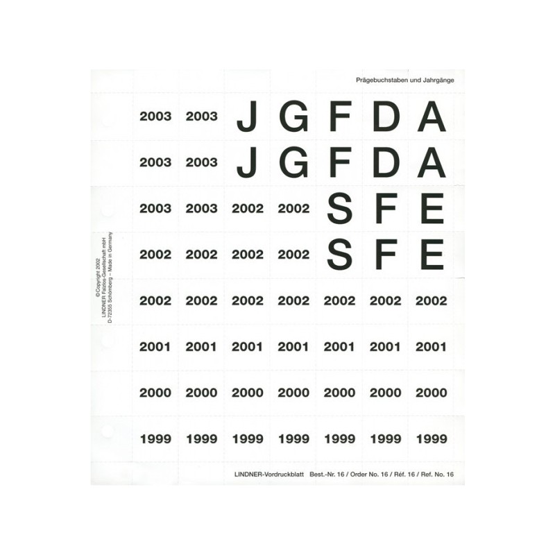 eurocoin eurocoins Label set Lindner No 16 (1999-2003)