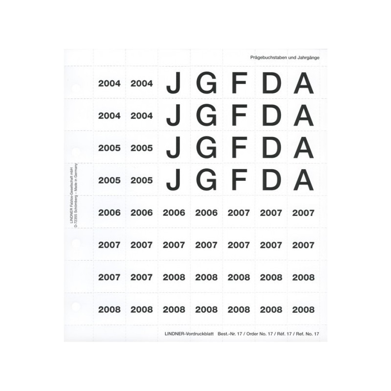 eurocoin eurocoins Label set Lindner No 17 (2004-2008)