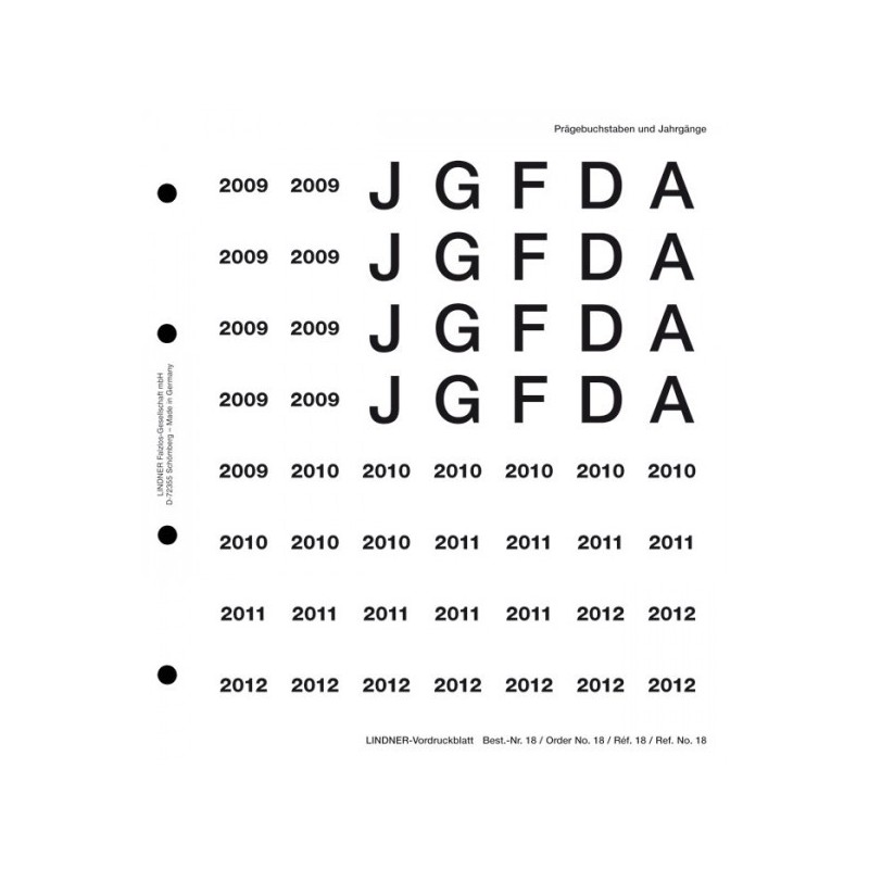 eurocoin eurocoins Label set Lindner No 18 (2009-2012)