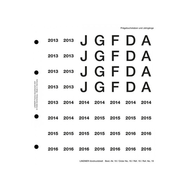 eurocoin eurocoins Label set Lindner No 19 (2013-2016)