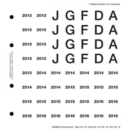 euroerme érme Lindner matricák No 19 (2013-2016)