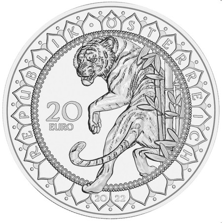 euroerme érme 20 Euro Ausztria 2022 - Ázsia: A tigris ereje (Proof)