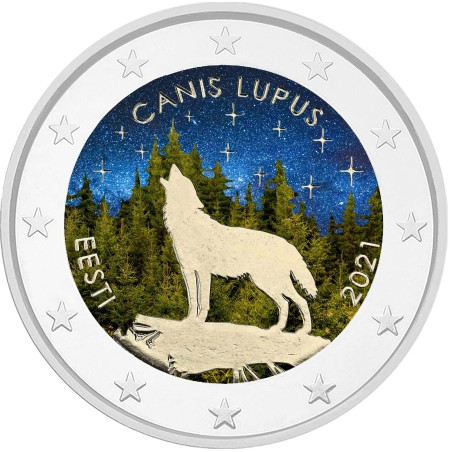 euroerme érme 2 Euro Észtország 2021 - A farkas II. (színezett UNC)
