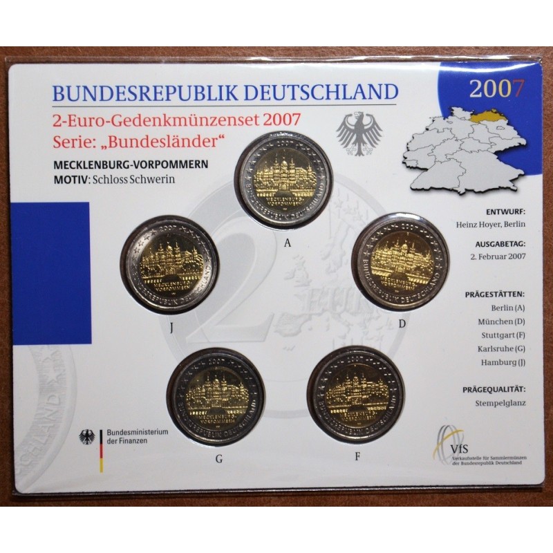 Euromince mince 2 Euro Nemecko 2007 - Meklenbursko-Predpomoransko: ...