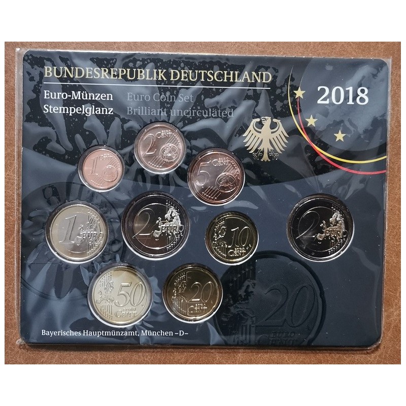 Euromince mince Nemecko 2018 \\"D\\" sada 9 euromincí (BU)