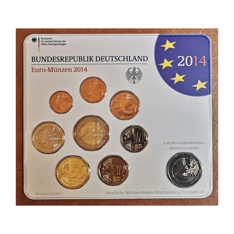 Euromince mince Nemecko 2014 \\"F\\" sada 9 euromincí (BU)