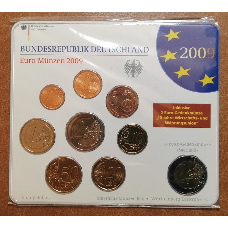 eurocoin eurocoins Germany 2009 \\"G\\" set of 9 eurocoins (BU)