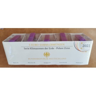 Euromince mince 5 Euro Nemecko \\"ADFGJ\\" 2021 Polárne pásmo (Proof)