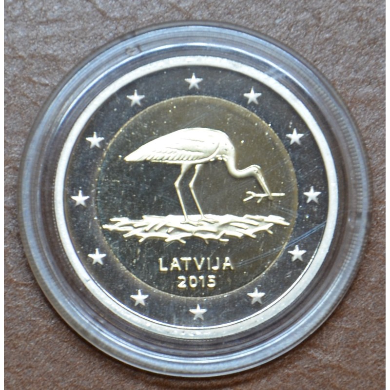 Euromince mince 2 Euro Lotyšsko 2015 - Bocian čierny (BU)