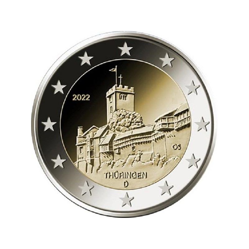 eurocoin eurocoins 2 Euro Germany 2022 \\"F\\" - Thüringen (UNC)