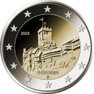 Euromince mince 2 Euro Nemecko 2022 \\"G\\" - Thüringen (UNC)