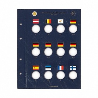 2 sheets into Leuchtturm Vista albums for 2 Euro coins 2022 (Erasmus)