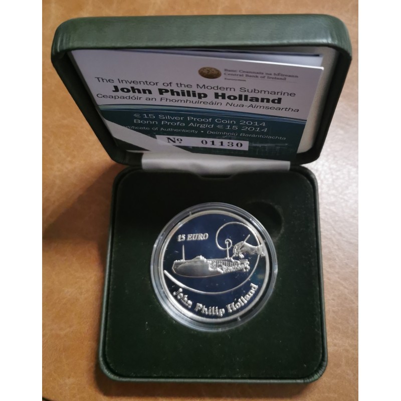 eurocoin eurocoins 15 Euro Ireland 2014 - John Philip Holland (Proof)