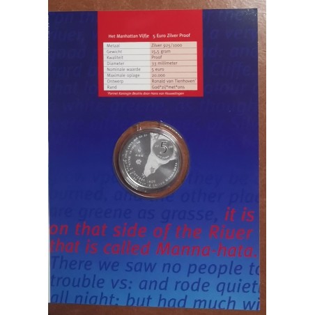 euroerme érme 5 Euro Hollandia 2009 - Manhattan (Proof kártya)