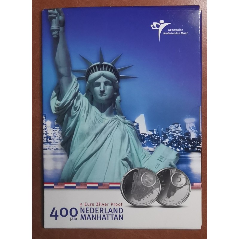 euroerme érme 5 Euro Hollandia 2009 - Manhattan (Proof kártya)