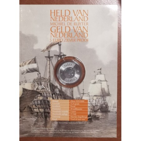 euroerme érme 5 Euro Hollandia 2007 - de Ruyter (Proof kártya)