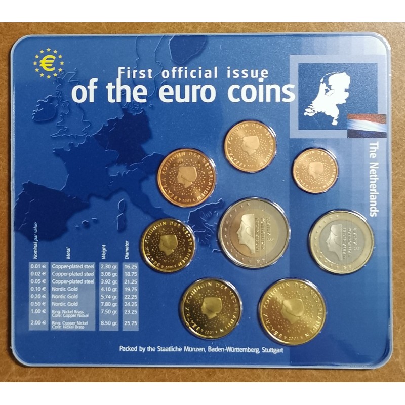 euroerme érme Holland 8 részes forgalmi sor 2001 (UNC)