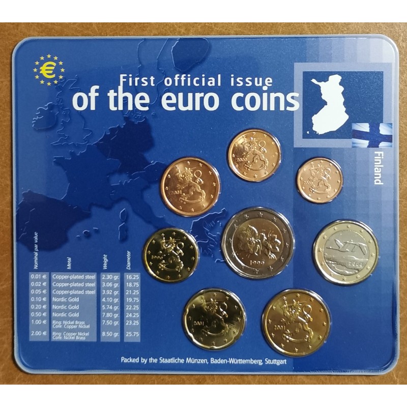 Euromince mince Fínsko 1999-2001 sada 8 euromincí (UNC)