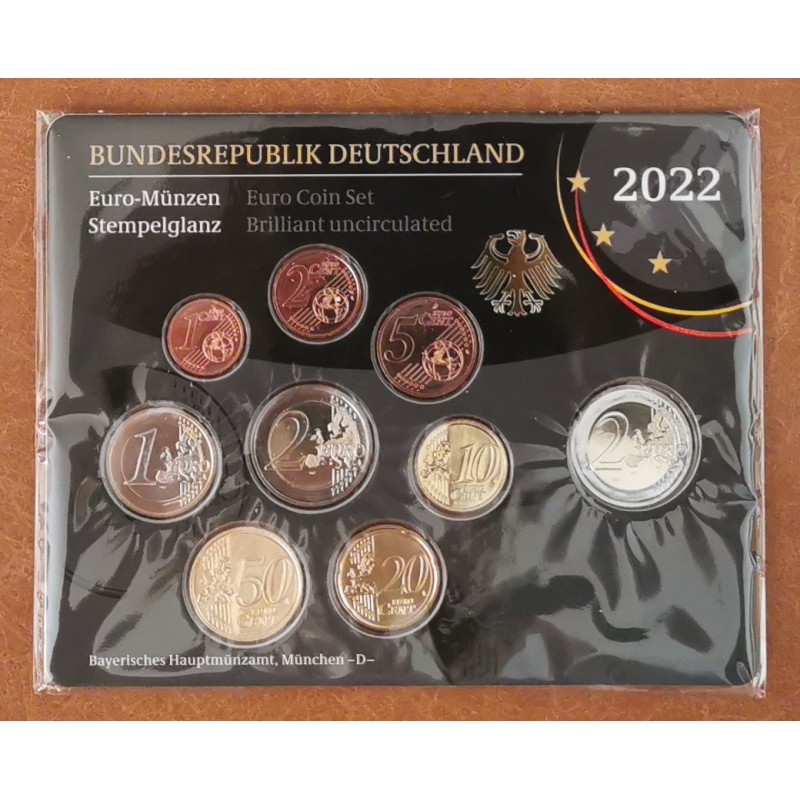 eurocoin eurocoins Germany 2022 \\"D\\" set of 9 coins (BU)