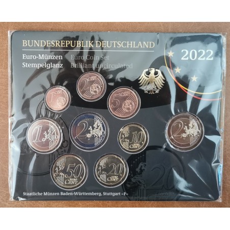 eurocoin eurocoins Germany 2022 \\"F\\" set of 9 coins (BU)