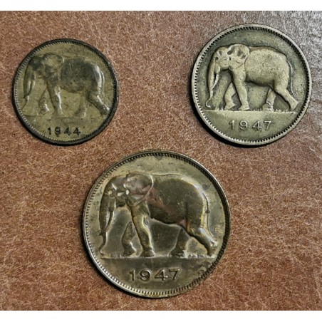Euromince mince Belgické Kongo 3 mince 1944-1949 (VF-XF)