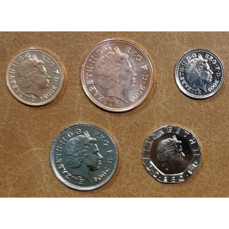 Euromince mince Veľká Británia 5 mincí 1998-2008 (UNC)