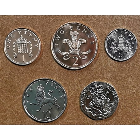 eurocoin eurocoins United Kingdom 5 coins 1998-2008 (UNC)