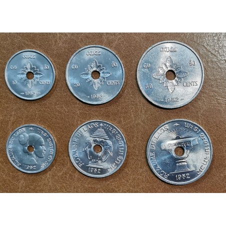 Euromince mince Laos 10, 20, 50 cent 1952 (UNC)