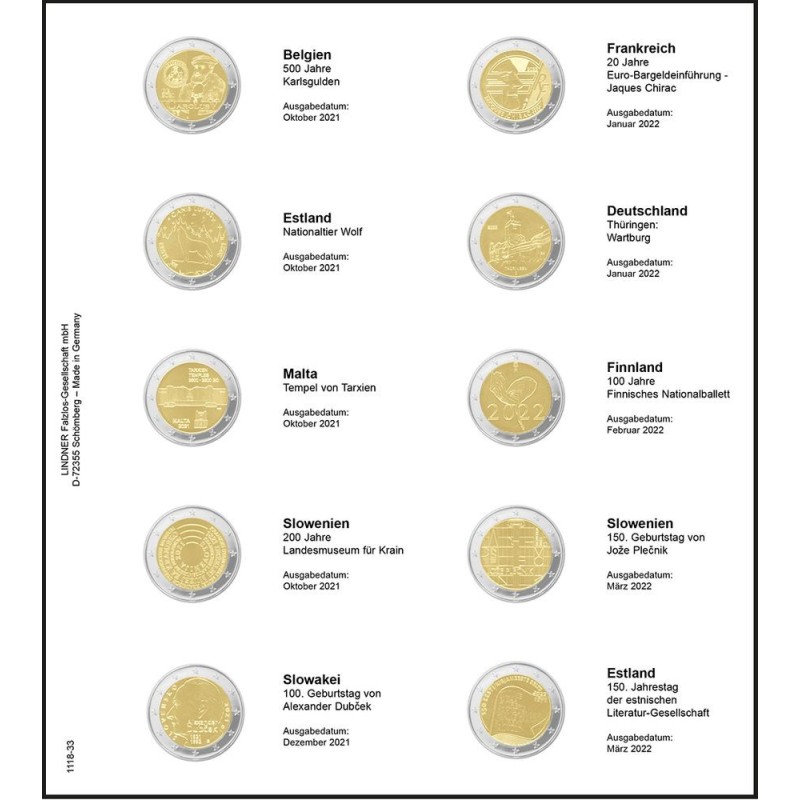 eurocoin eurocoins Lindner page 33 into album of 2 Euro coins (Oct ...