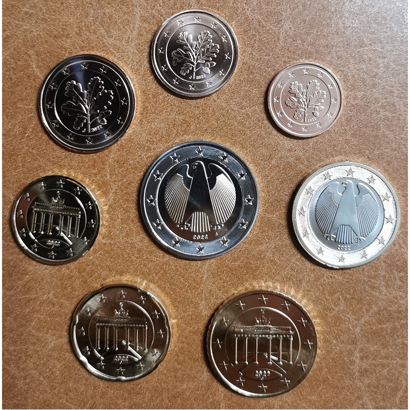 eurocoin eurocoins Germany 2022 \\"J\\" set of 8 coins (UNC)