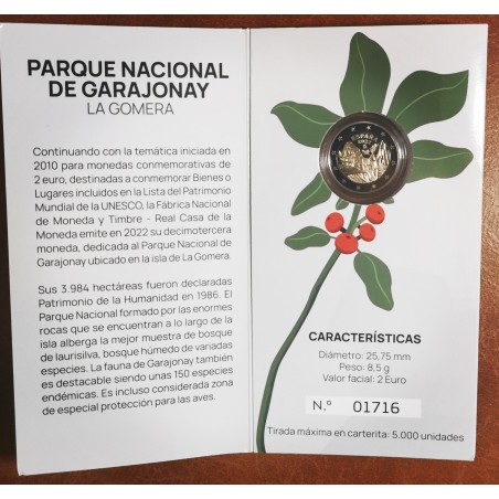 euroerme érme 2 Euro Spanyolország 2022 - Garajonay nemzeti park (P...